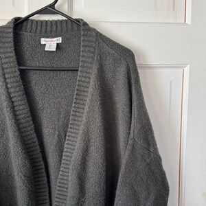 Women's Olive Green Open Front Cardigan Sweater